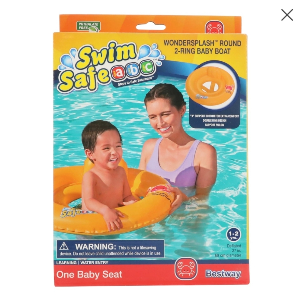 NEW in Box Bestway Swim Safe ABC Wondersplash Round 2-Ring Baby Boat